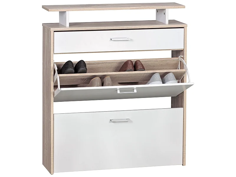 Armoire à chaussures Bois 80x94x24 cm Étagère à chaussures 16 paires