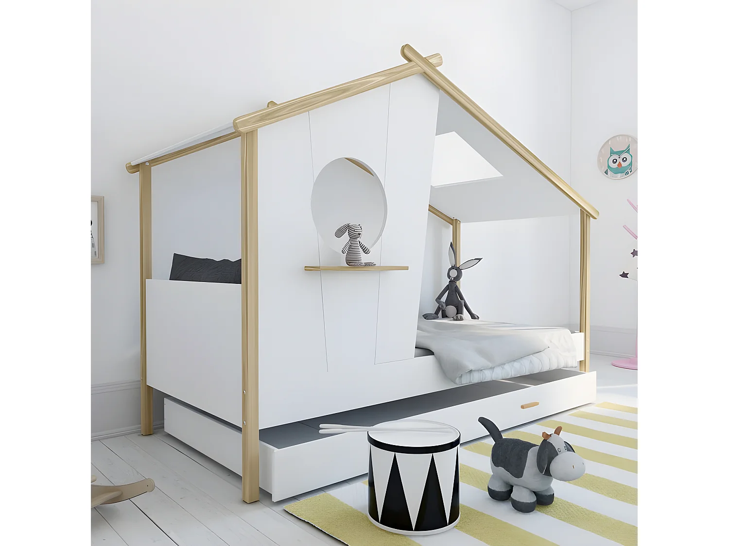 Tiroir de rangement MDF blanc 21.3x201,4x96,7cm