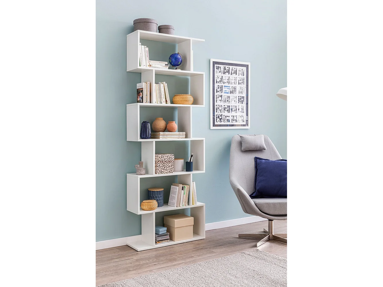 Libreria Bianca 70x190,5x23,5 cm Moderna Scaffale Cameretta Mensola