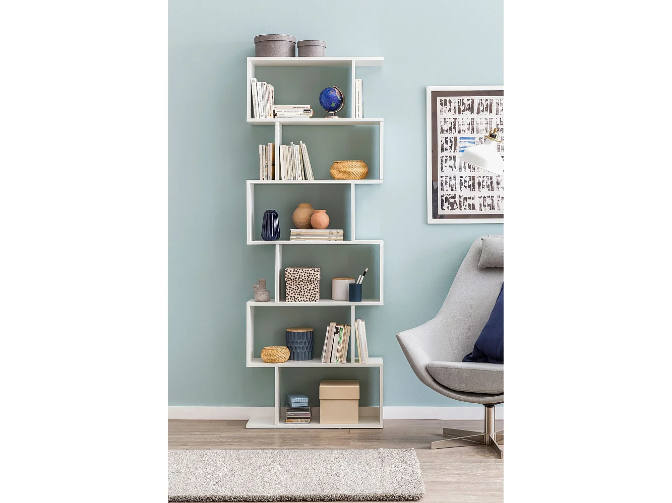 Libreria Bianca 70x190,5x23,5 cm Moderna Scaffale Cameretta Mensola