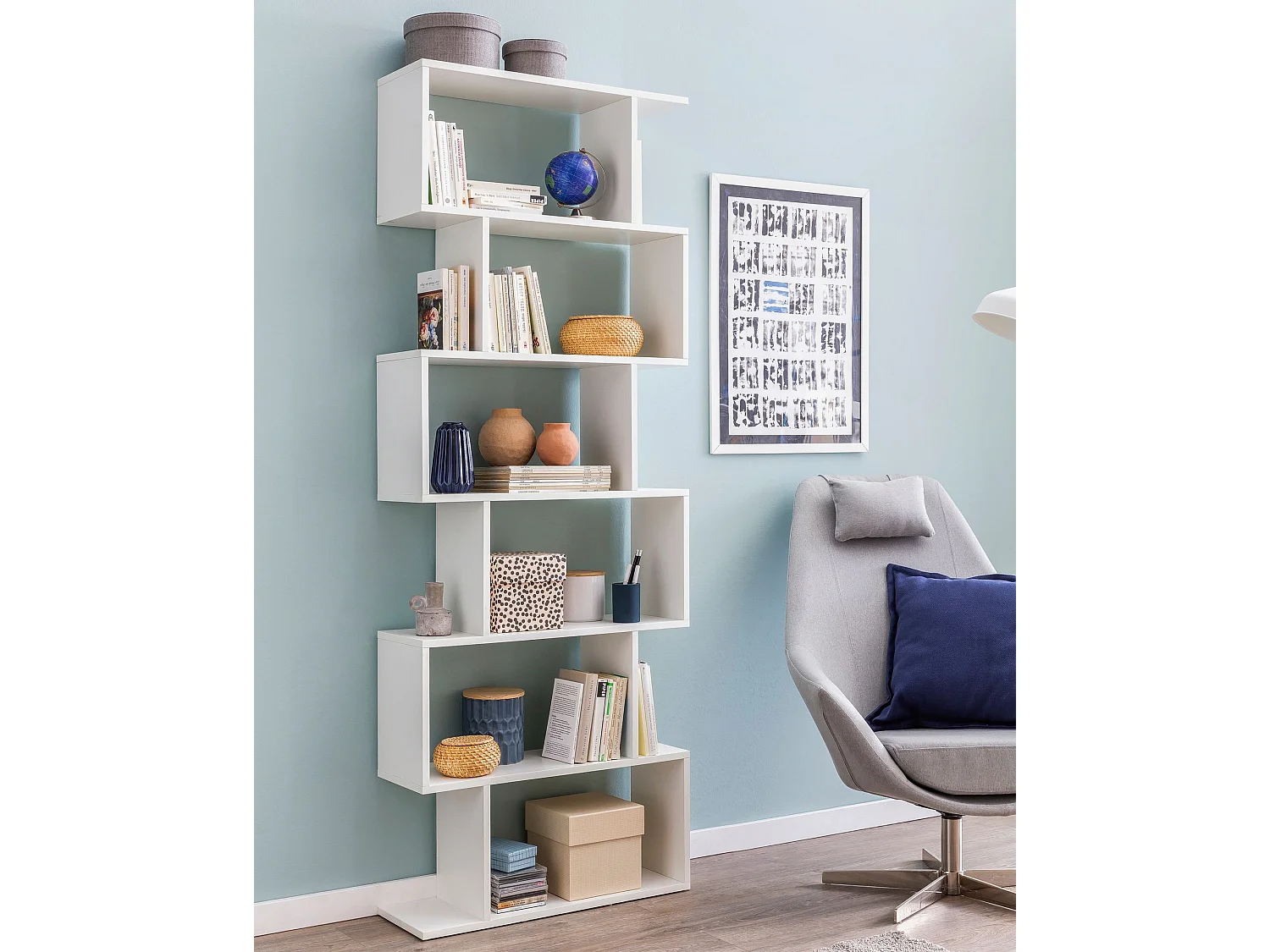 Libreria Bianca 70x190,5x23,5 cm Moderna Scaffale Cameretta Mensola