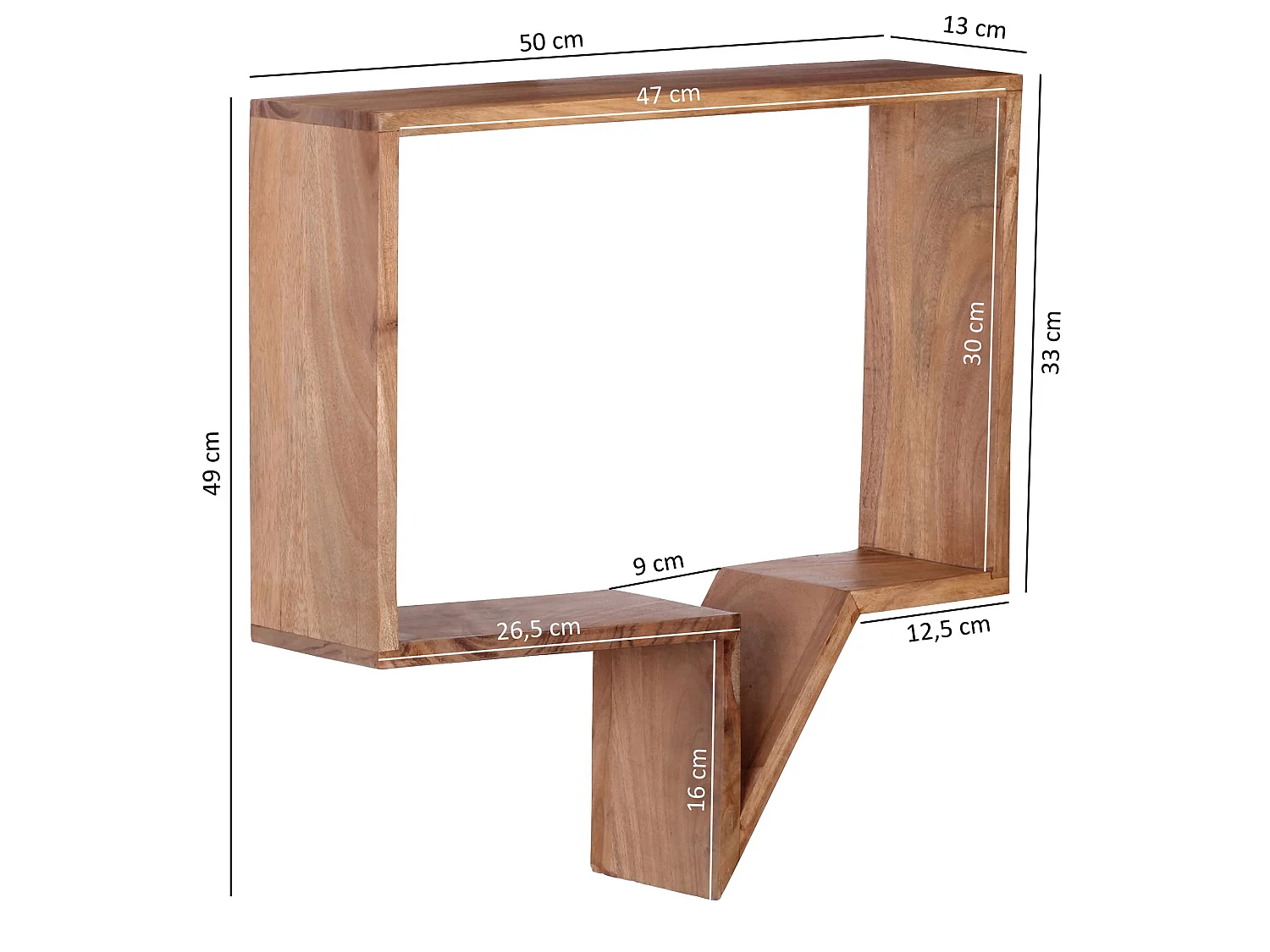 Étagère murale Lot de 2 Bois Massif Étagère Acacia Étagère à livres