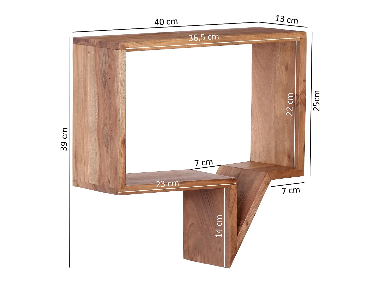 Étagère murale Lot de 2 Bois Massif Étagère Acacia Étagère à livres