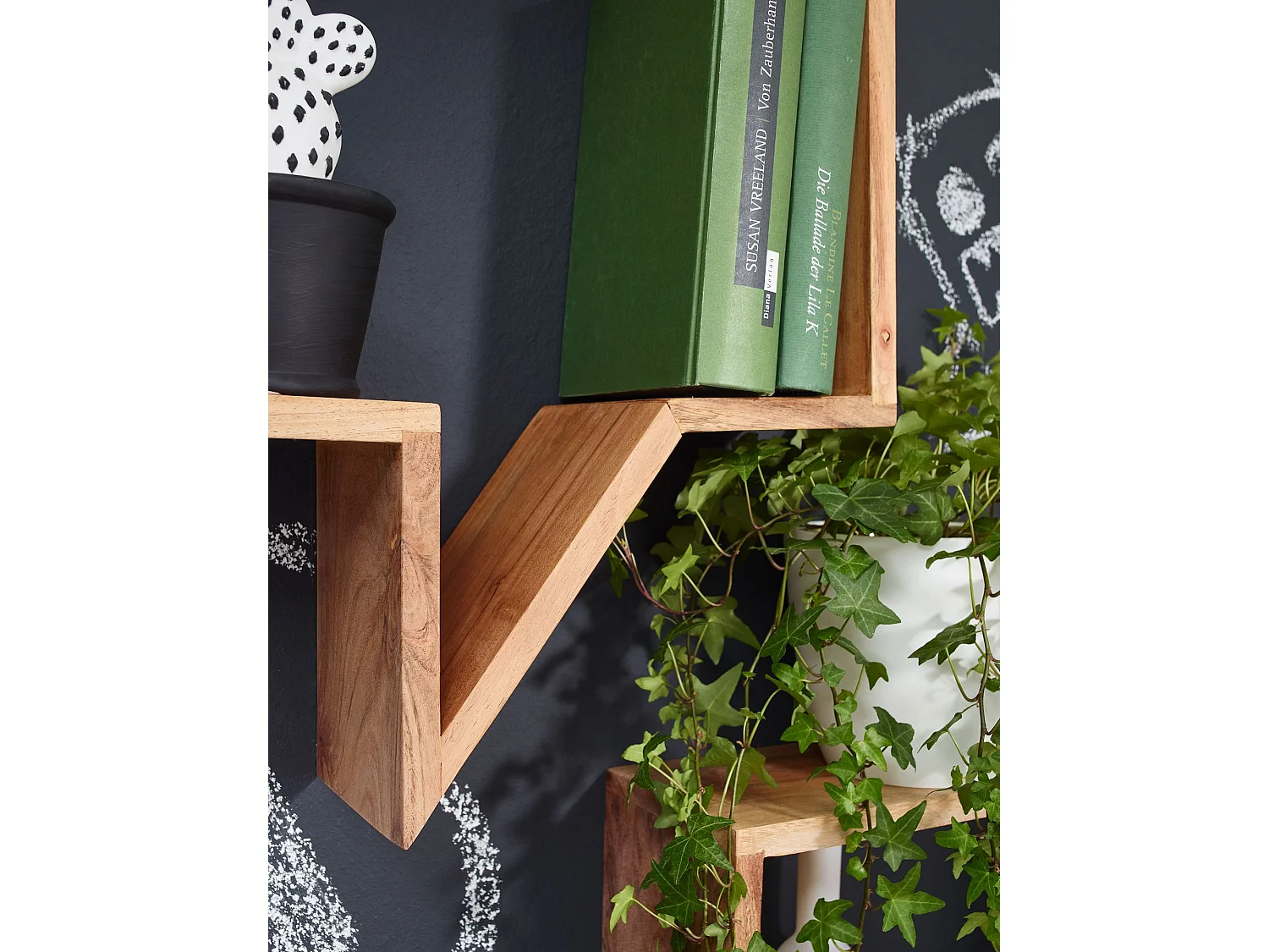 Étagère murale Lot de 2 Bois Massif Étagère Acacia Étagère à livres