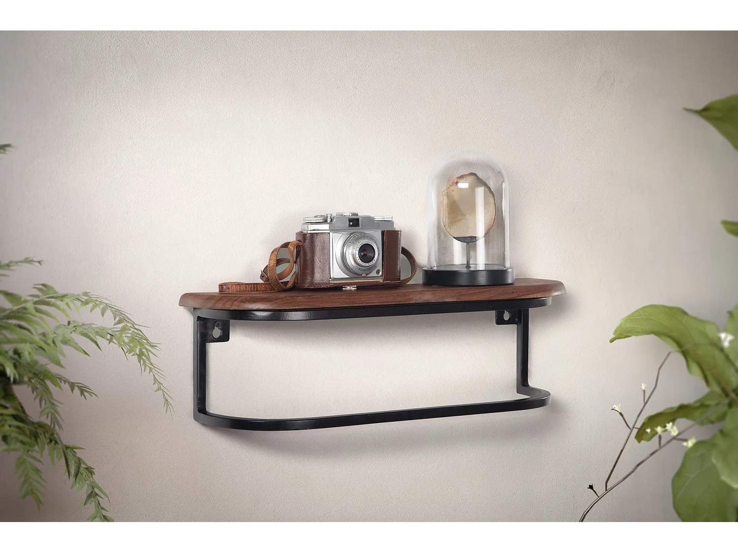 Wandregal Hängeregal 50x15x13 cm Massivholz Metall Regal Industrial