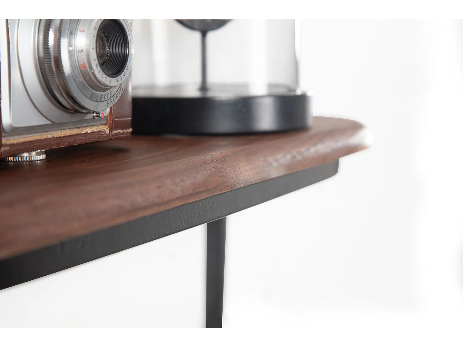 Étagère Murale Bois Massif Métal 50x15x13 cm Étagère Suspendue Flottante