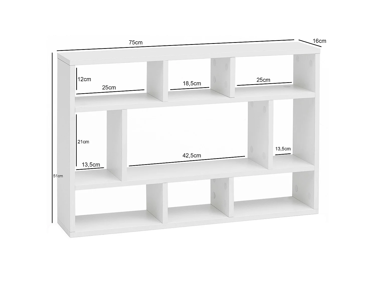 Étagère Murale 75x51x16 cm Étagère Suspendue Flottante Design Moderne