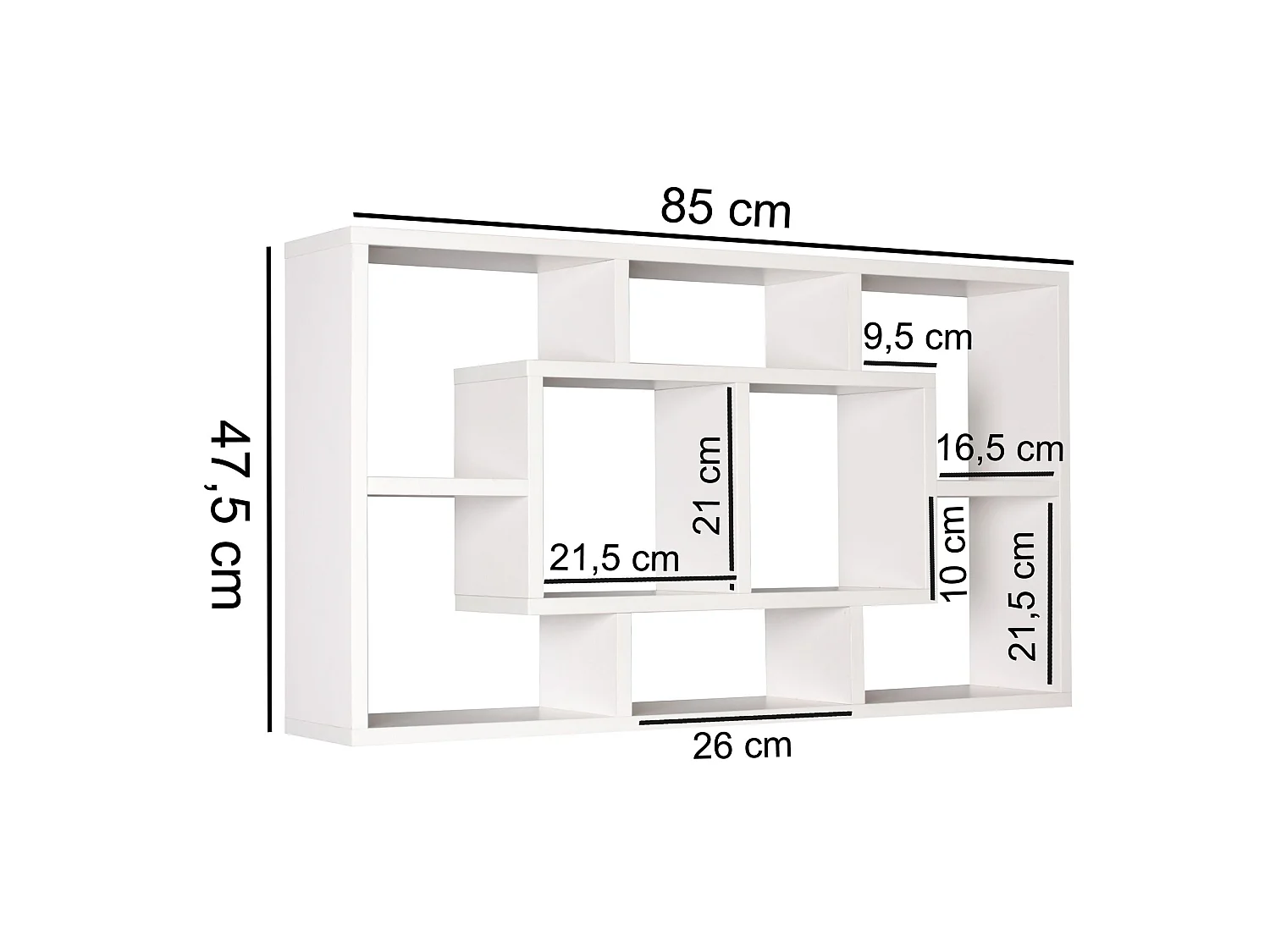 Étagère Murale 85x47,5x16 cm Étagère Suspendue Flottante Design Moderne