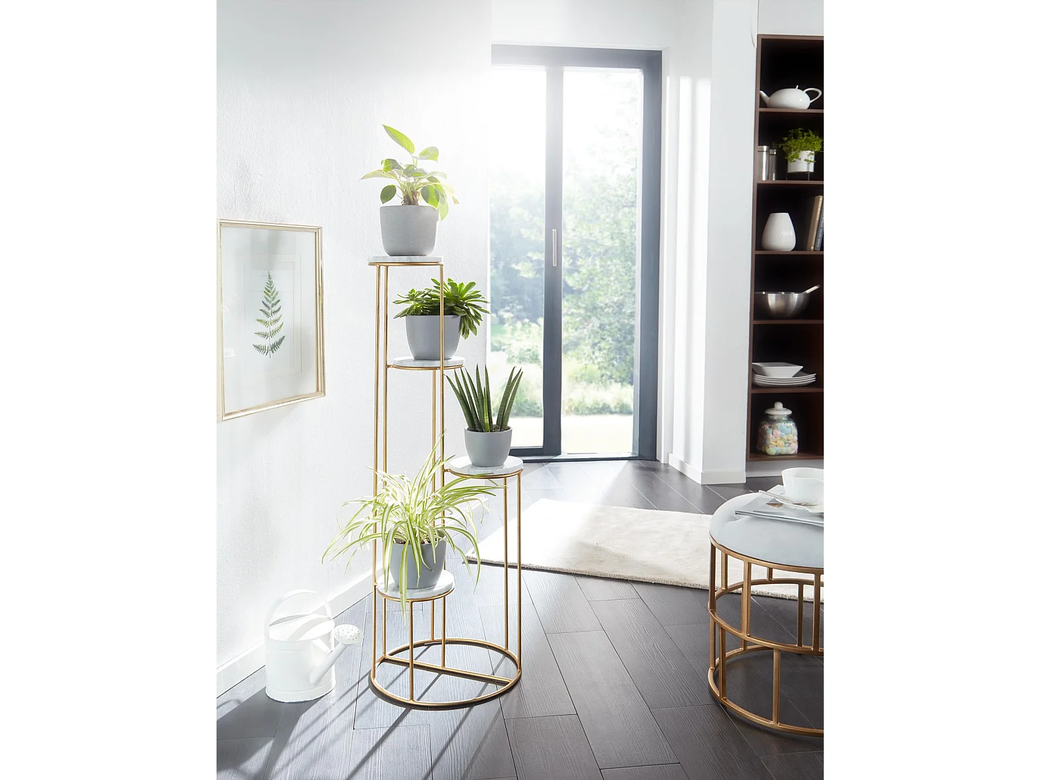 Scaffale per Piante Fiori Vero Marmo Bianco 36,5x107,5x36,5cm Portafiori