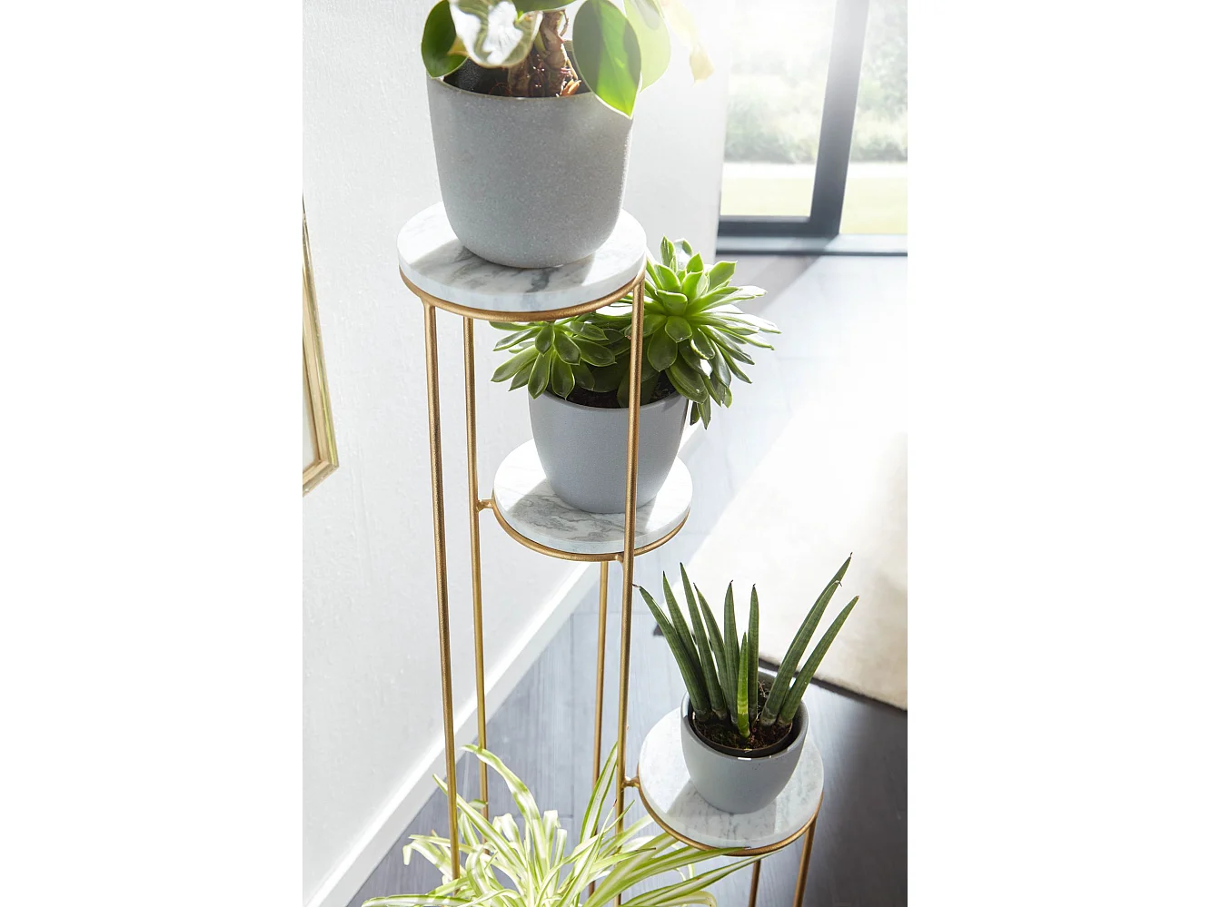 Scaffale per Piante Fiori Vero Marmo Bianco 36,5x107,5x36,5cm Portafiori