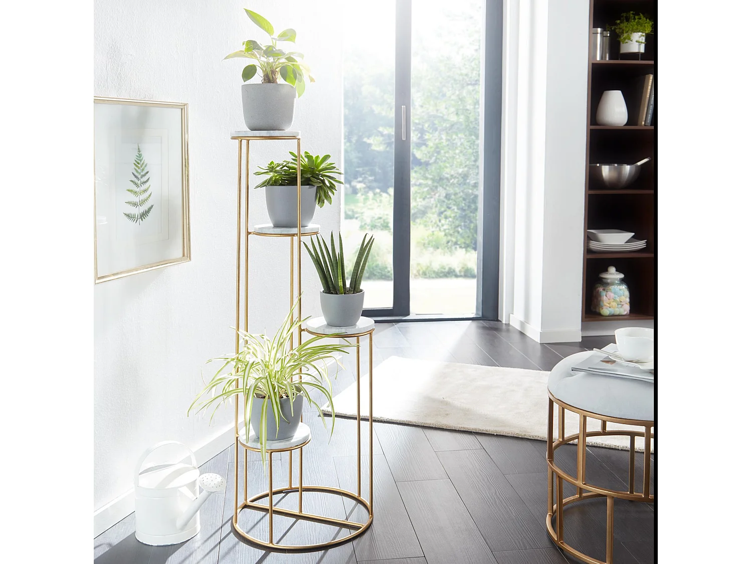 Scaffale per Piante Fiori Vero Marmo Bianco 36,5x107,5x36,5cm Portafiori