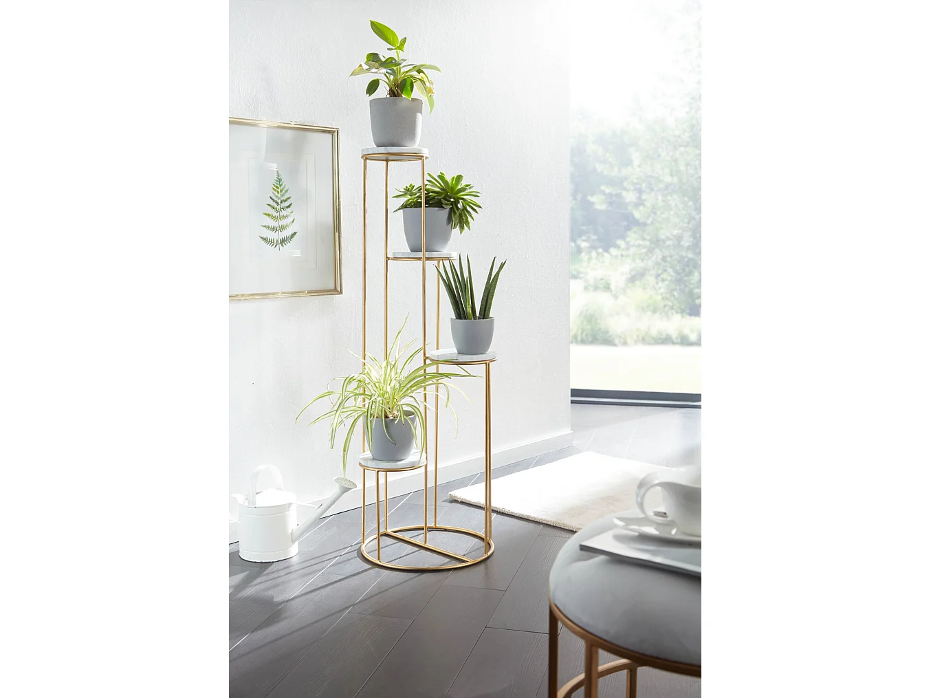 Scaffale per Piante Fiori Vero Marmo Bianco 36,5x107,5x36,5cm Portafiori