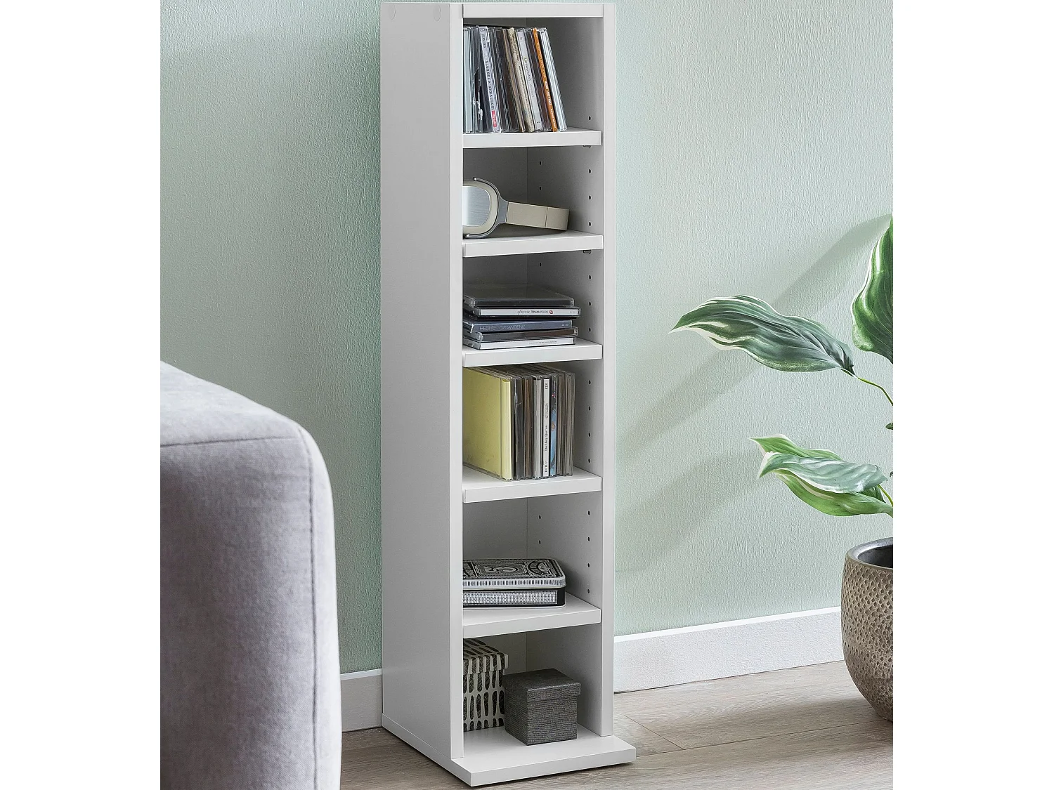 Libreria Scaffale a Colonna 21x91x25,5 cm Mensola per Libri Bianca