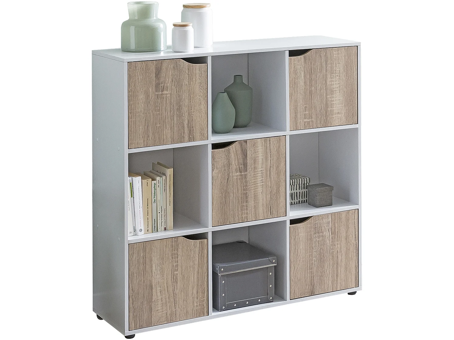 Standregal MASSA Bücherregal mit 9 Fächern Sideboard Würfelregal Kommode