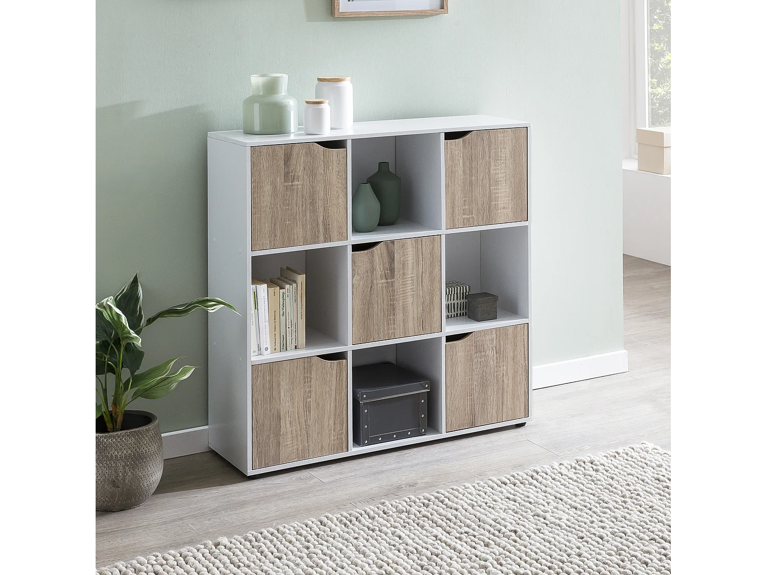 Standregal MASSA Bücherregal mit 9 Fächern Sideboard Würfelregal Kommode