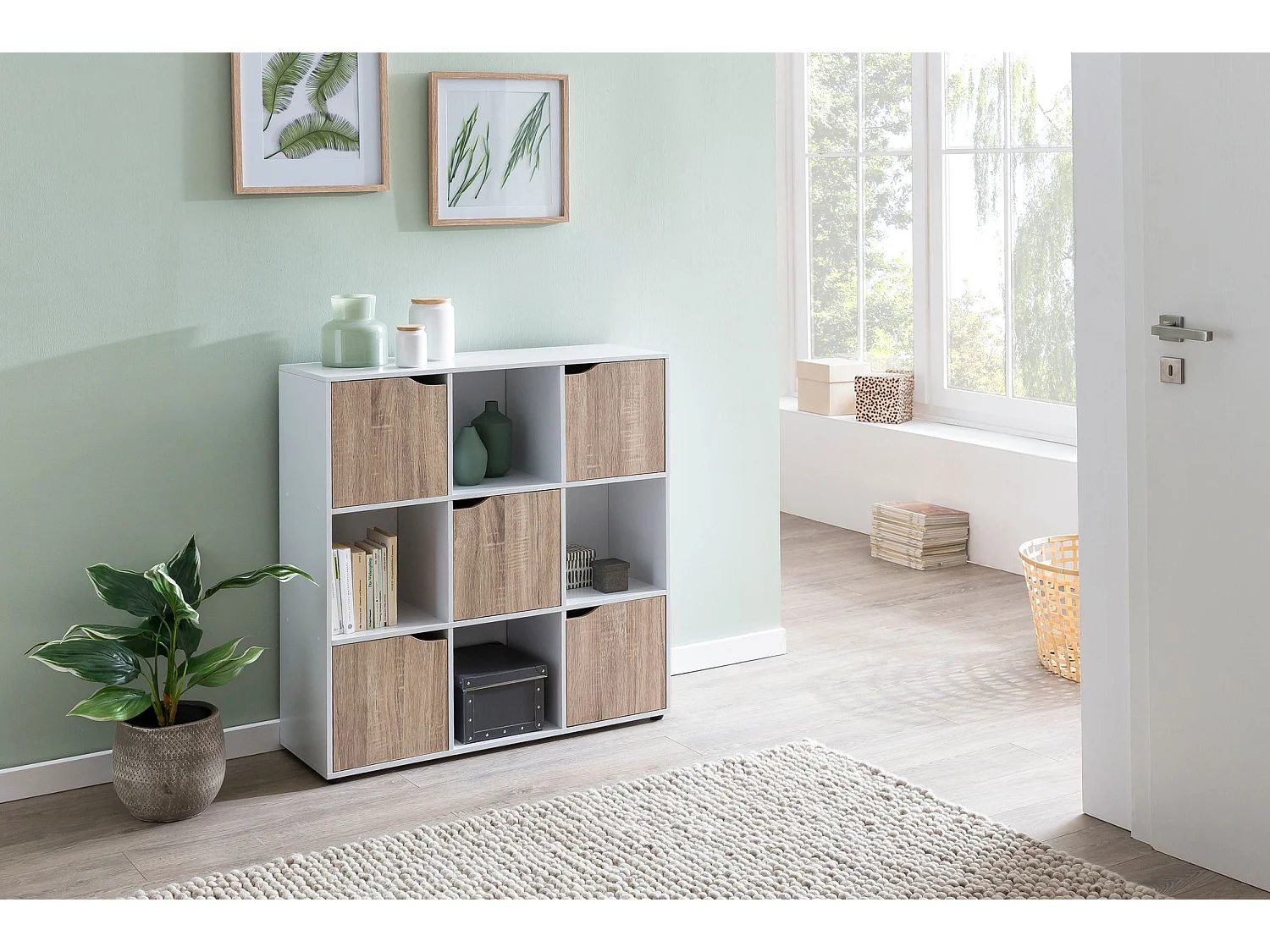 Standregal MASSA Bücherregal mit 9 Fächern Sideboard Würfelregal Kommode