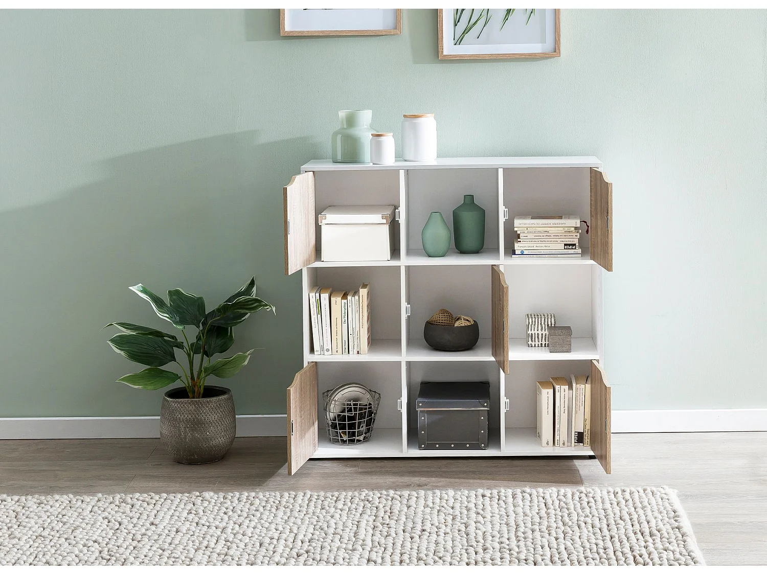 Standregal MASSA Bücherregal mit 9 Fächern Sideboard Würfelregal Kommode
