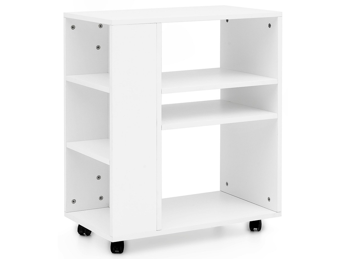 Étagère de rangement à quatre niveaux pour livres - Chariot mobile à roulettes sous le bureau pour ranger une petite bibliothèque