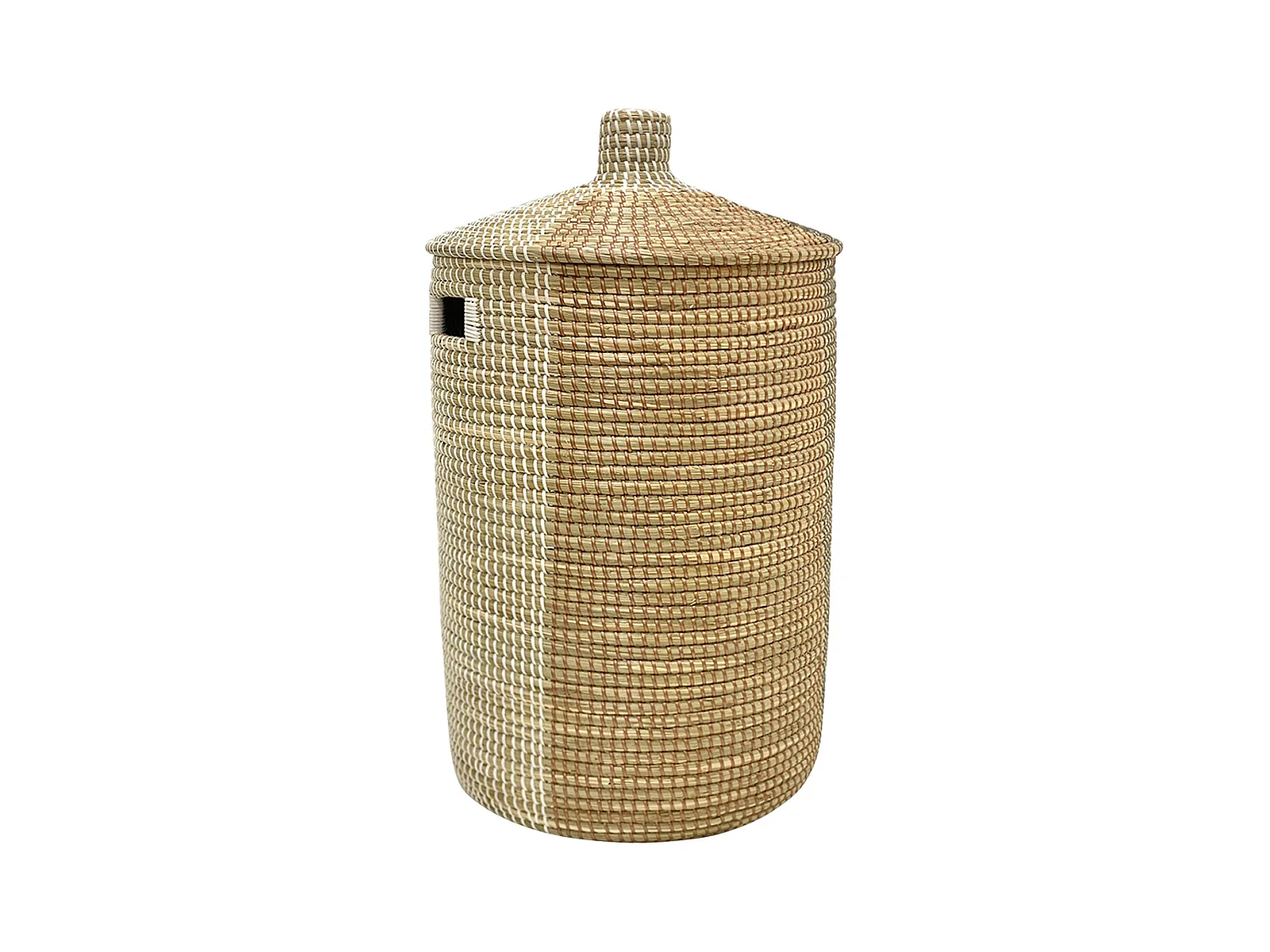 Cestino con coperchio D.39 x cm e H.71 cm in Giunco di mare Naturale - JALIO