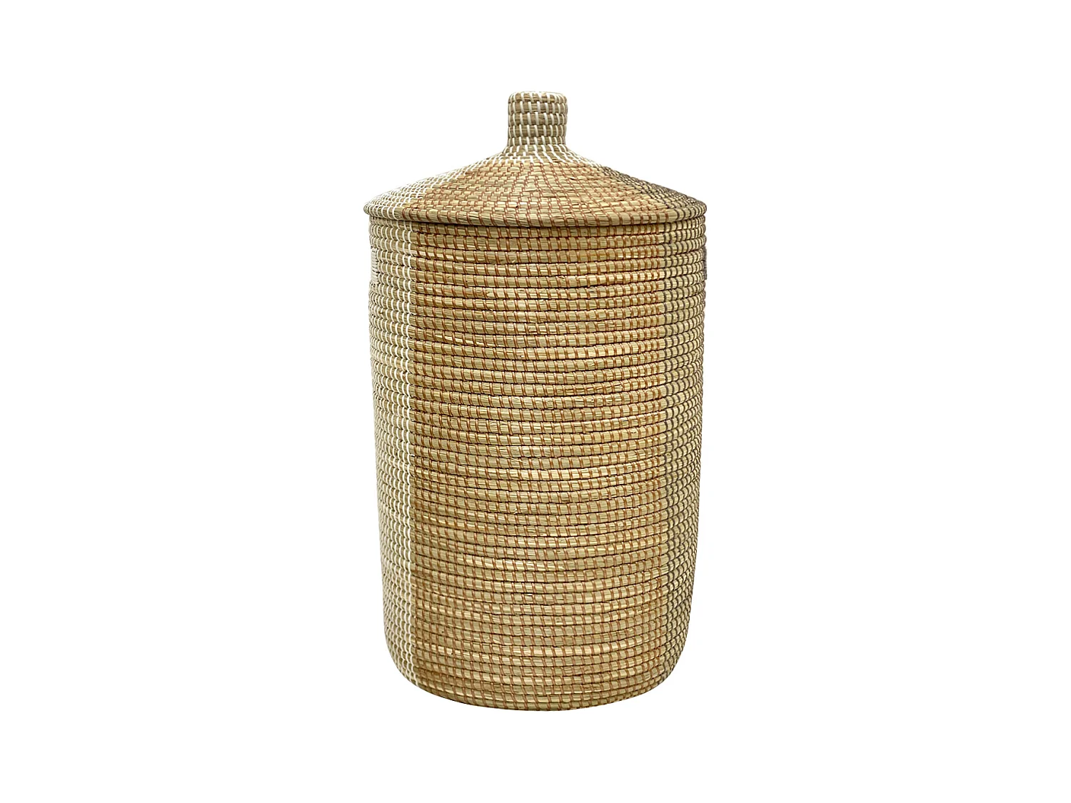Cestino con coperchio D.39 x cm e H.71 cm in Giunco di mare Naturale - JALIO