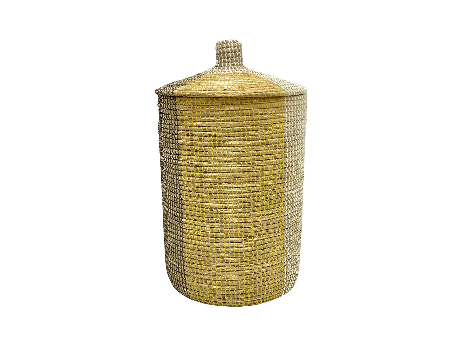 Cestino con coperchio D.39 x cm e H.71 cm in Giunco di mare Naturale - JALIO