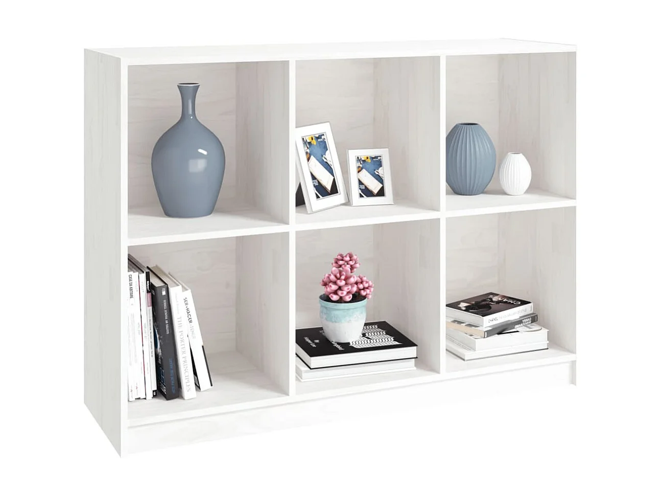 Boekenkast 104x33x76 cm massief grenenhout wit