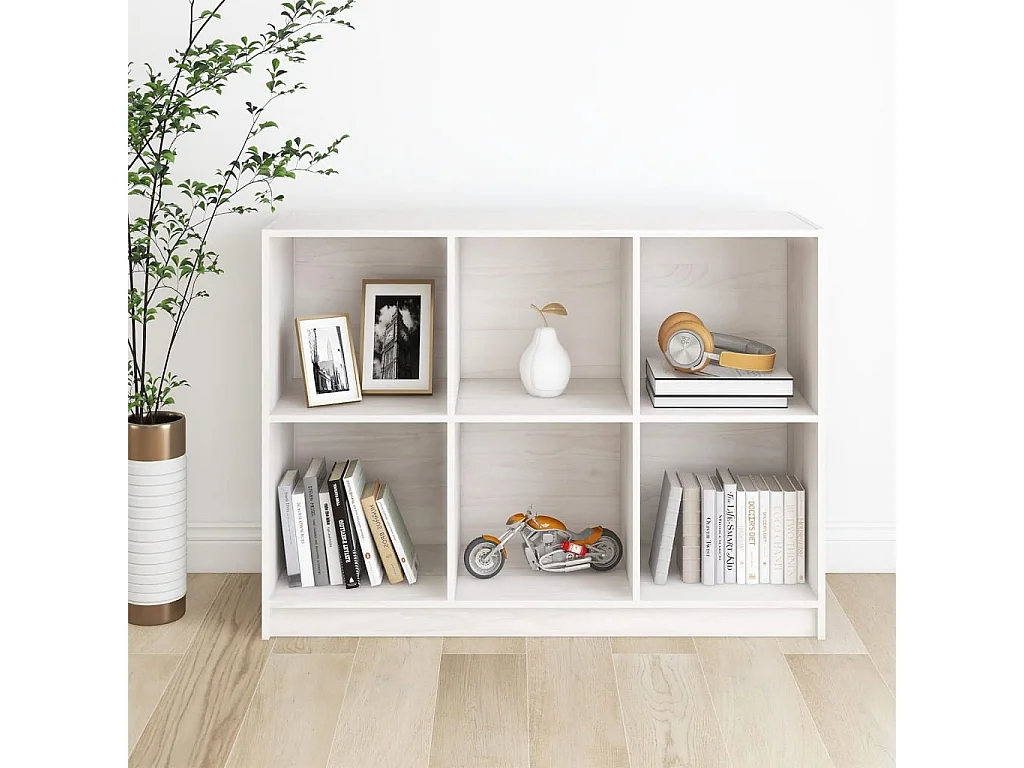 Bibliothèque Blanc 104x33x76 cm bois de pin massif