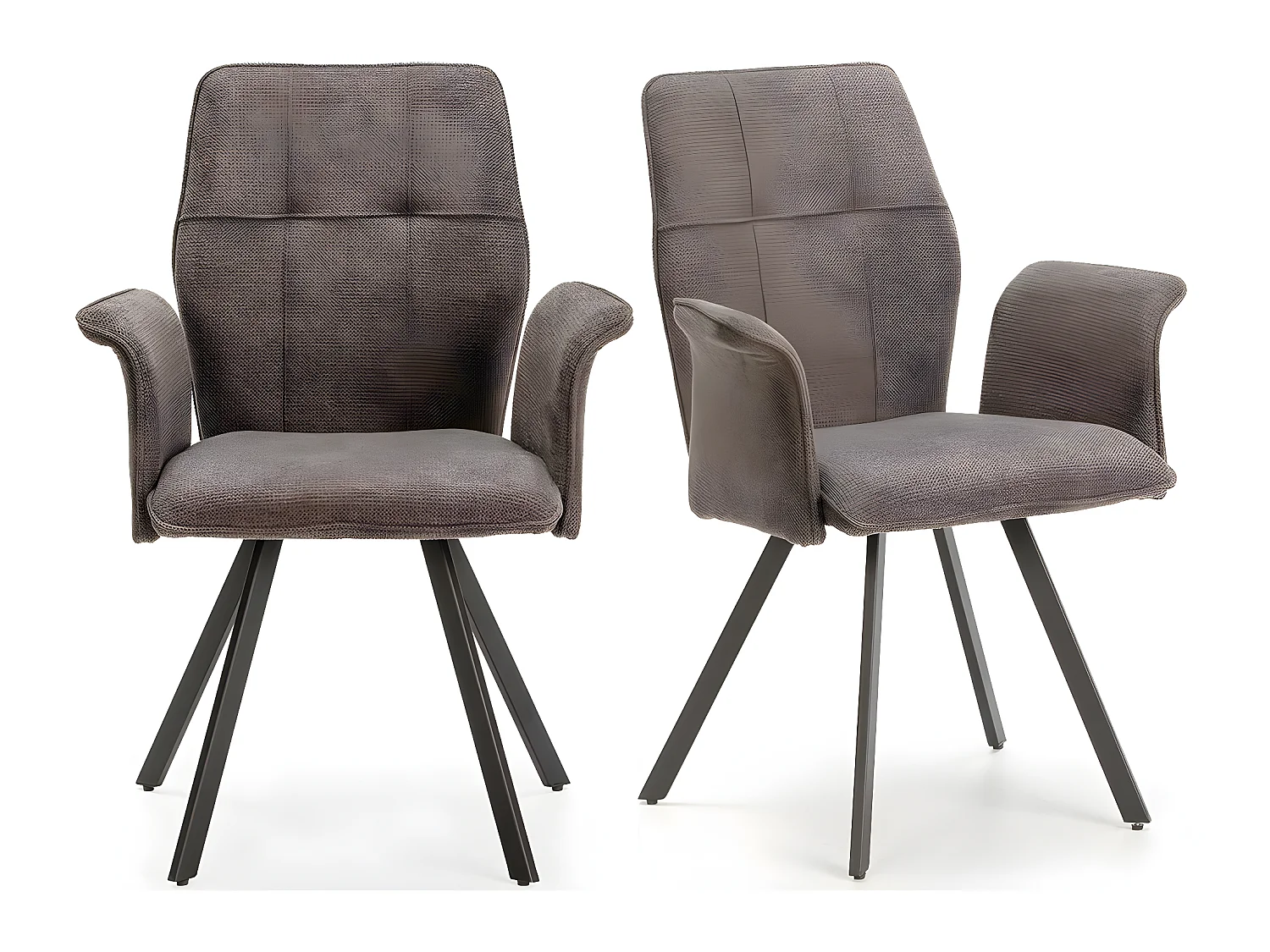 Lot de 2 fauteuils de table en tissu gris foncé - Alann