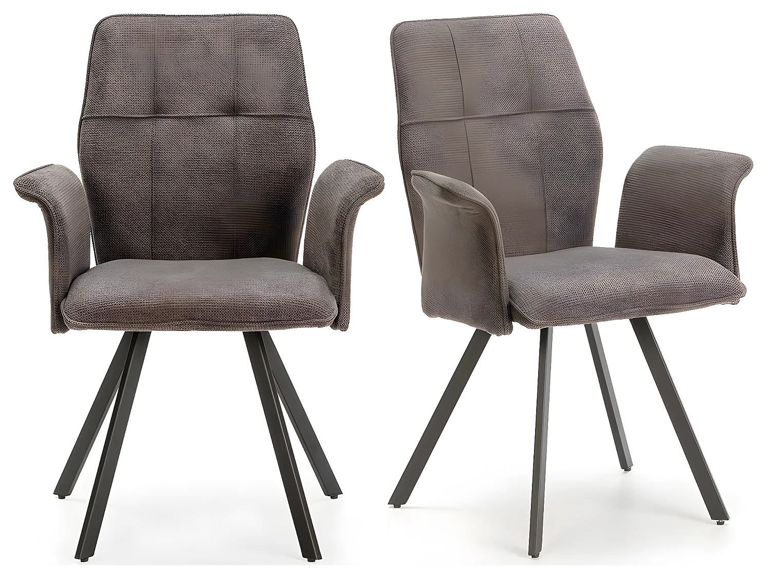 Lot de 2 fauteuils de table en tissu gris foncé - Alann