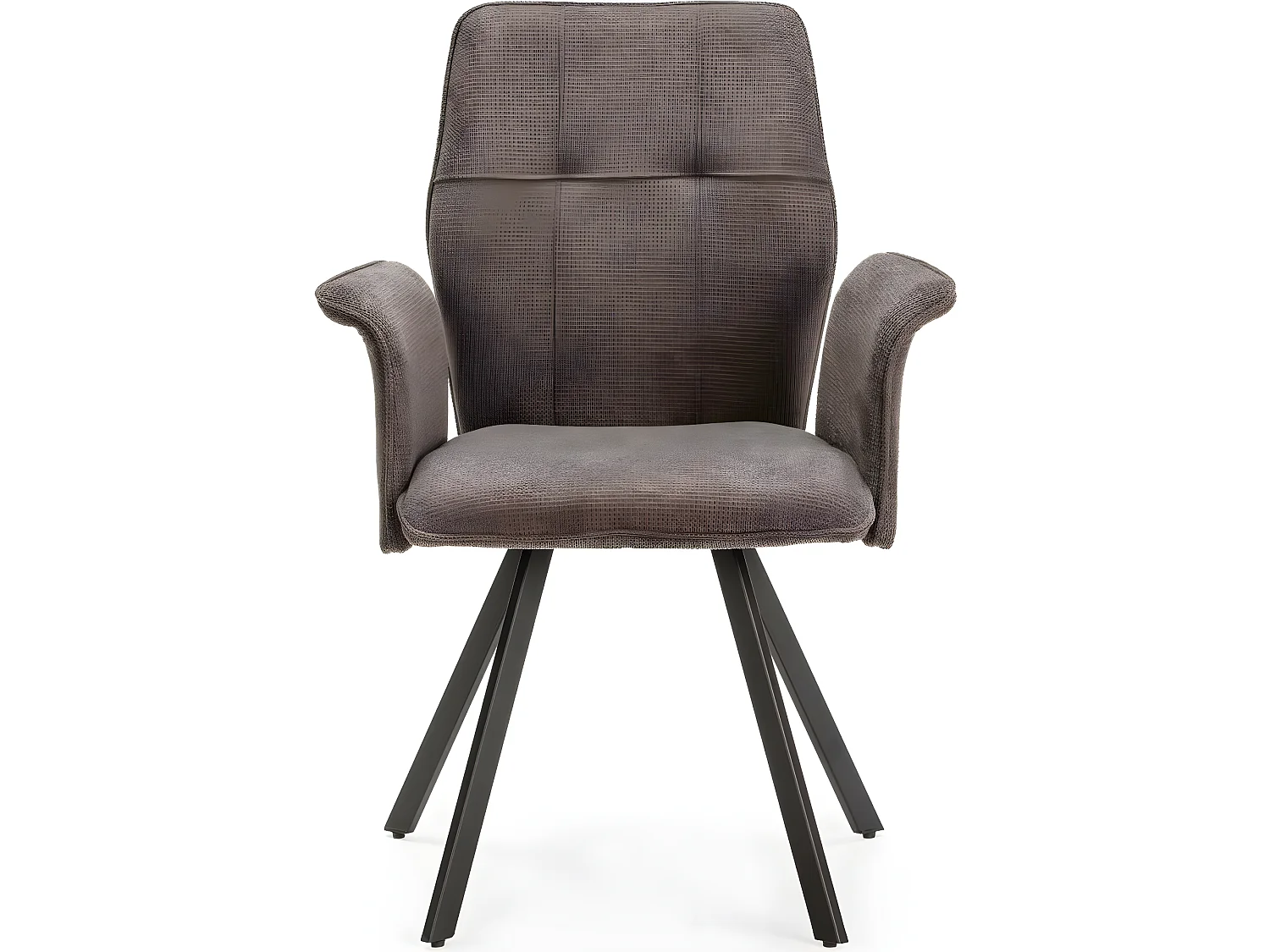 Lot de 2 fauteuils de table en tissu gris foncé - Alann