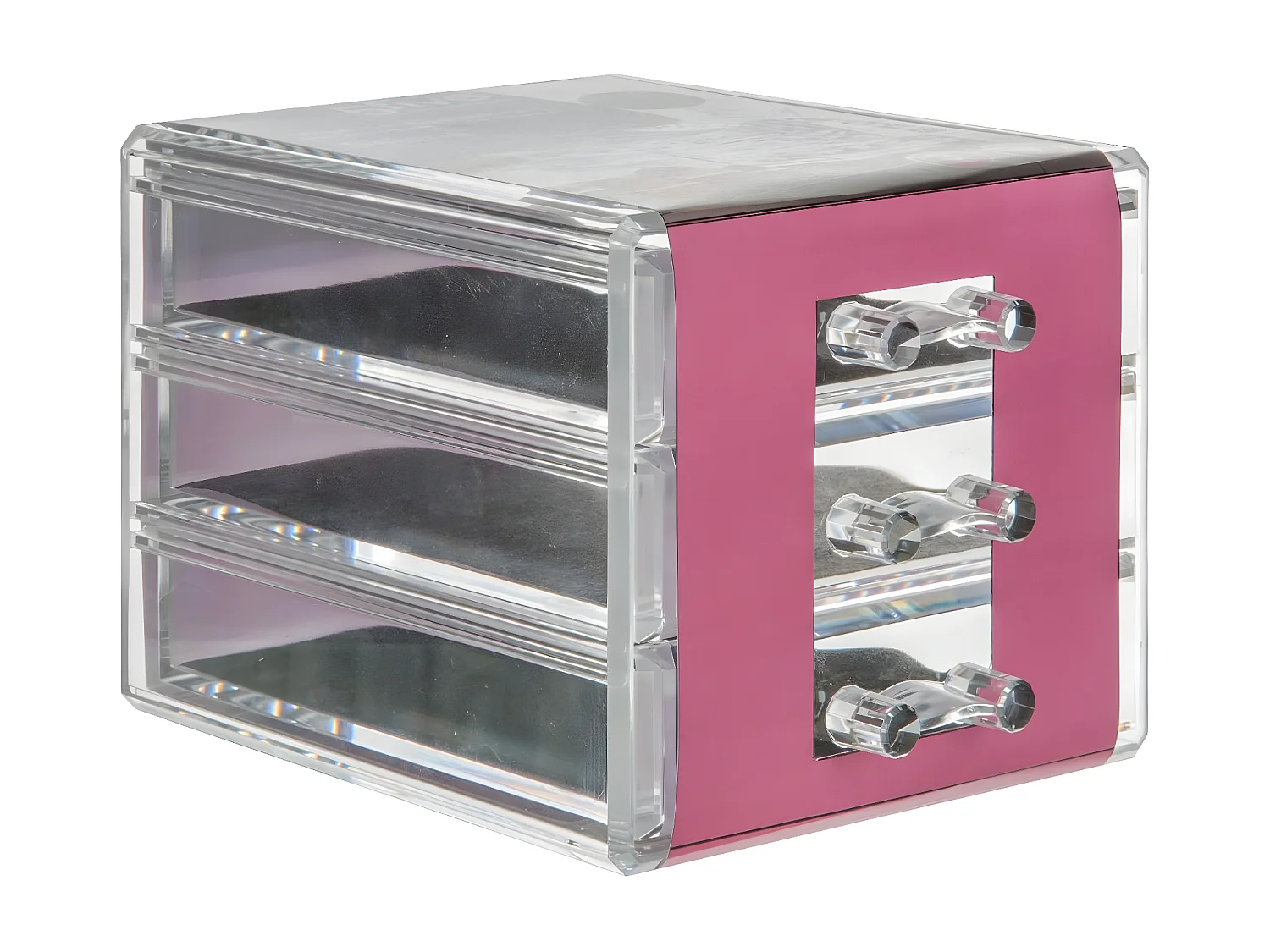 Boîte à Bijoux 3 Tiroirs "Beauty" 15cm Transparent