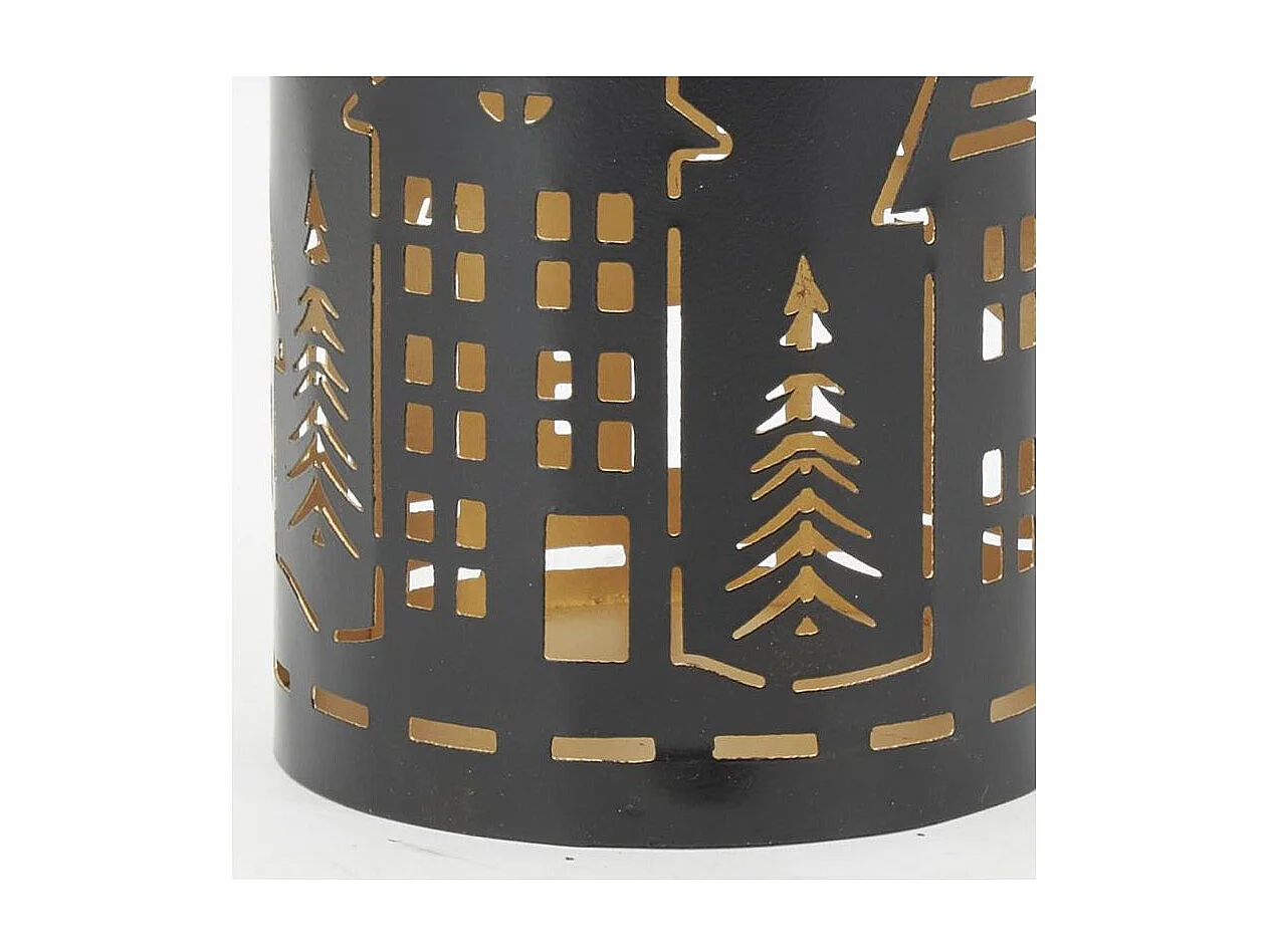 Photophores en métal noir et doré Maison (lot de 4)