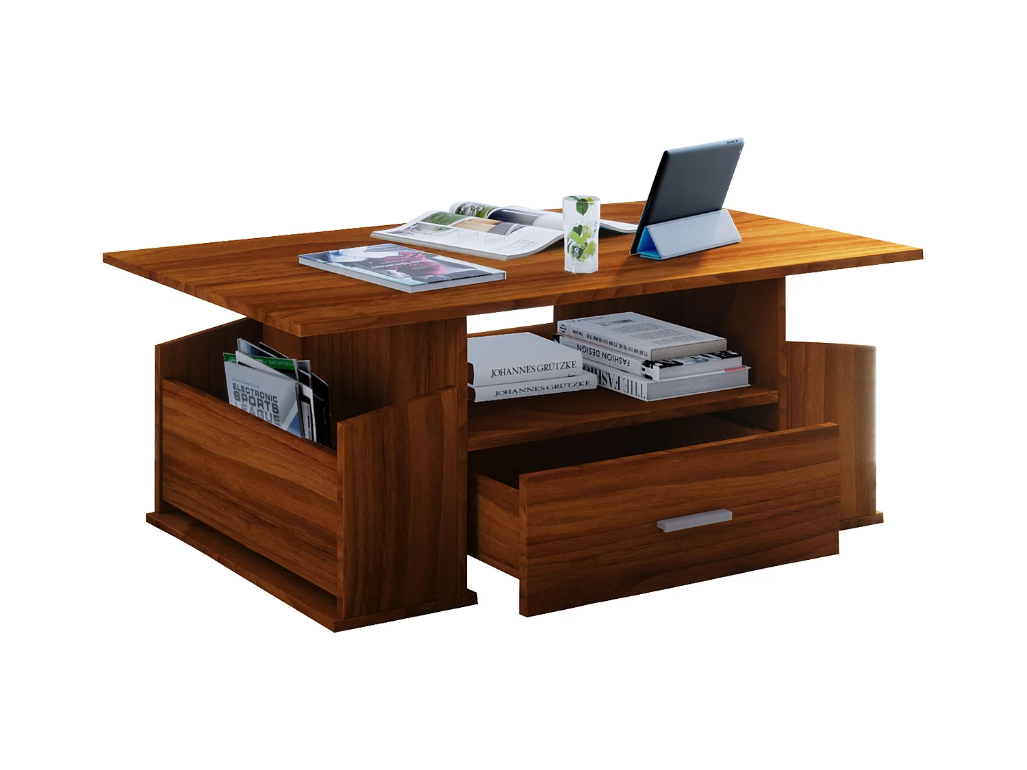 Holz Sofatisch Couchtisch Schublade Junata