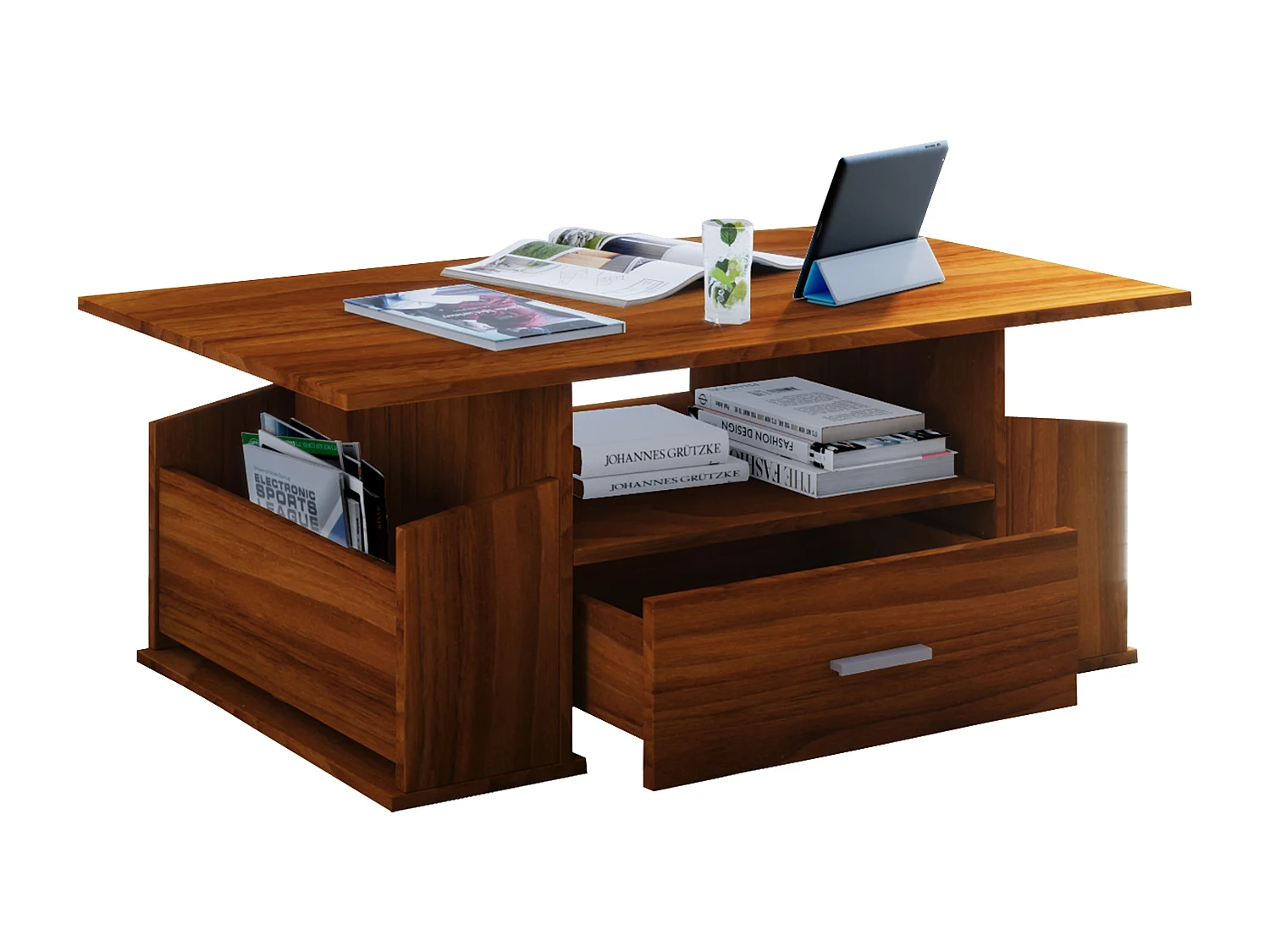 Holz Sofatisch Couchtisch Schublade Junata