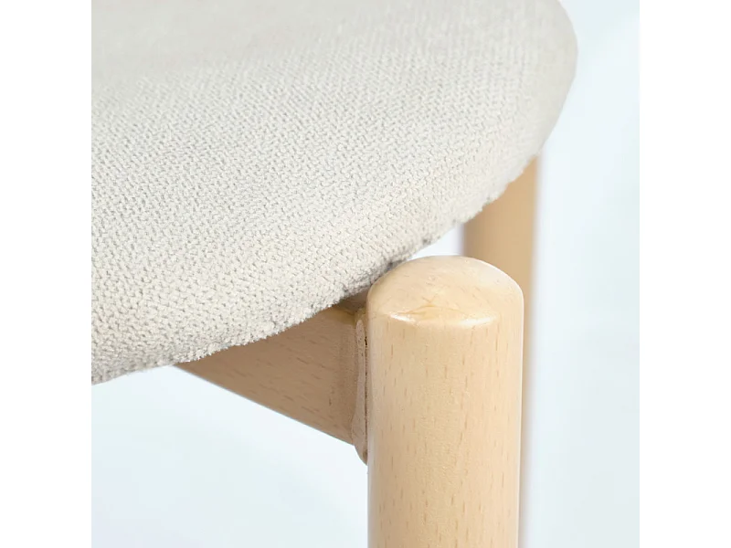 Lot de 2 chaises tissu beige crème et pieds métal effet bois - FOCA