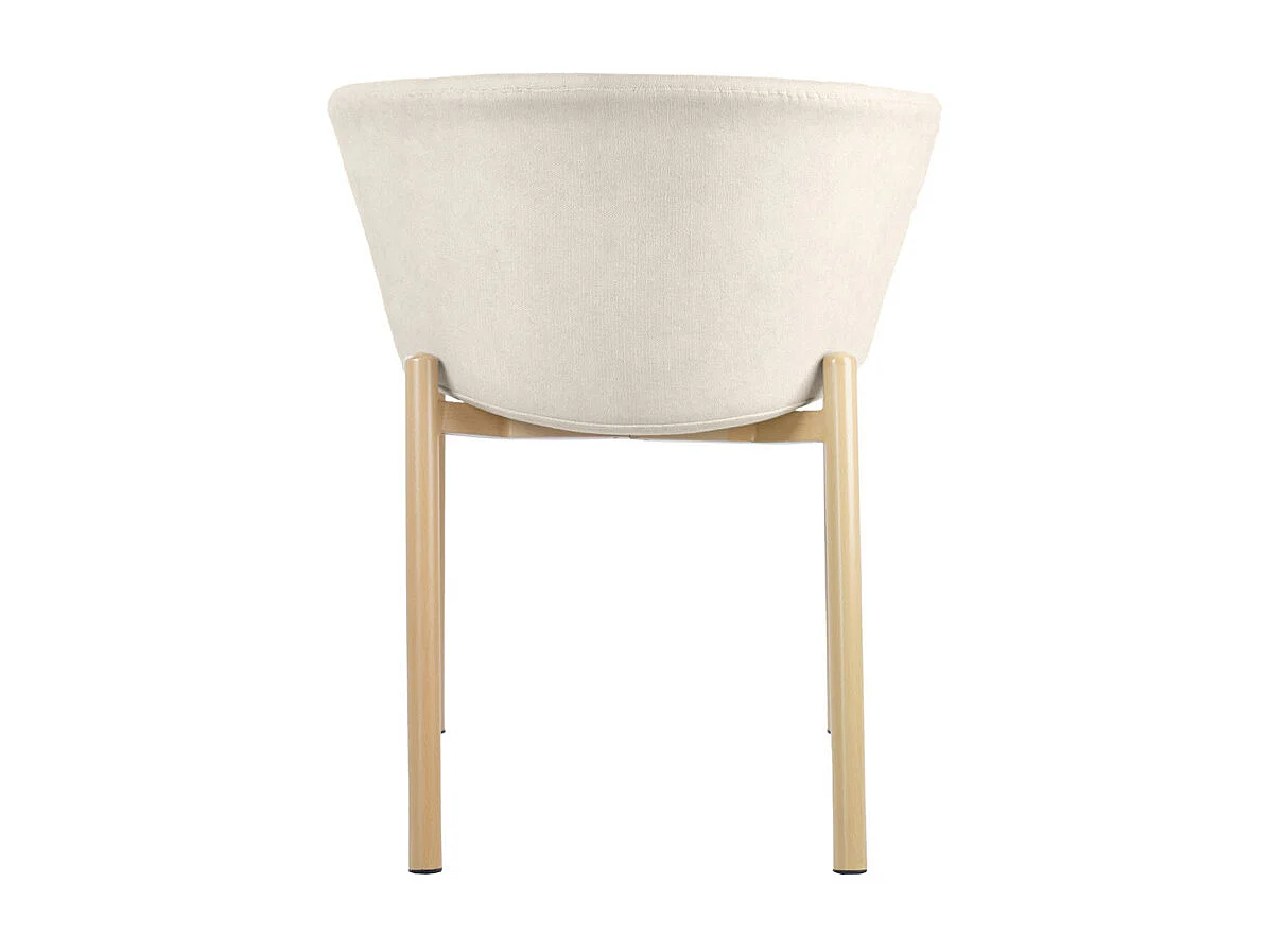 Lot de 2 chaises tissu beige crème et pieds métal effet bois - FOCA