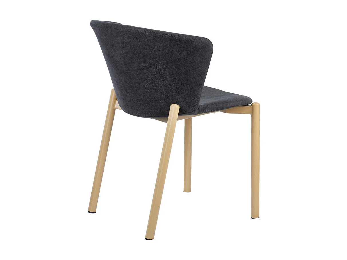 Lot 2 chaises tissu gris anthracite et pieds métal effet bois - FOCA