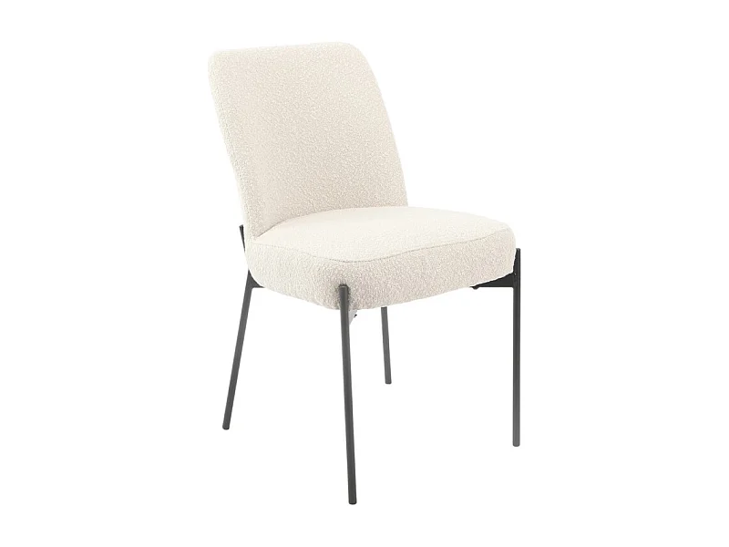 Chaise tissu bouclette blanc écru pieds métal noir - SHEEP