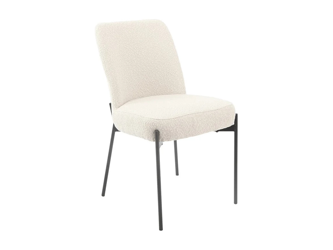 Chaise tissu bouclette blanc écru pieds métal noir - SHEEP