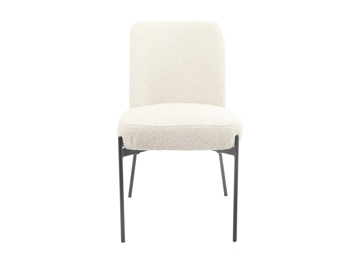 Chaise tissu bouclette blanc écru pieds métal noir - SHEEP