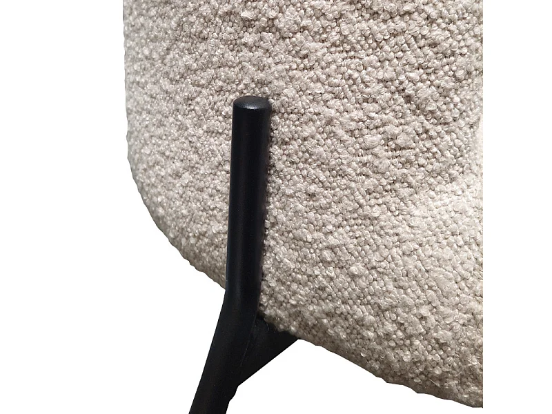 Chaise tissu bouclette blanc écru pieds métal noir - SHEEP
