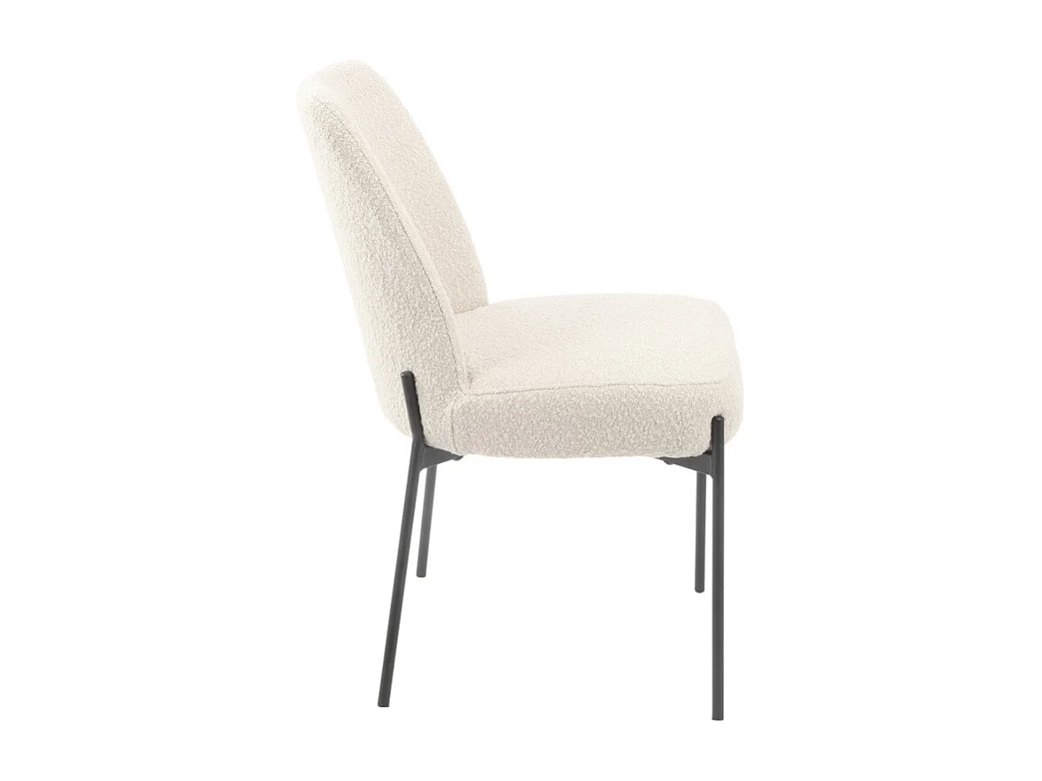 Chaise tissu bouclette blanc écru pieds métal noir - SHEEP