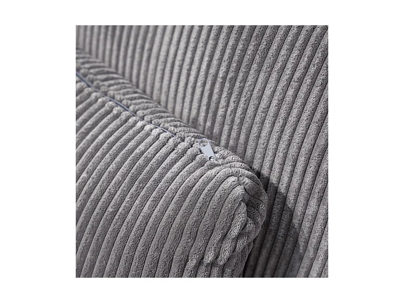 Canapé d'angle réversible et convertible velours côtelé gris - LESTER