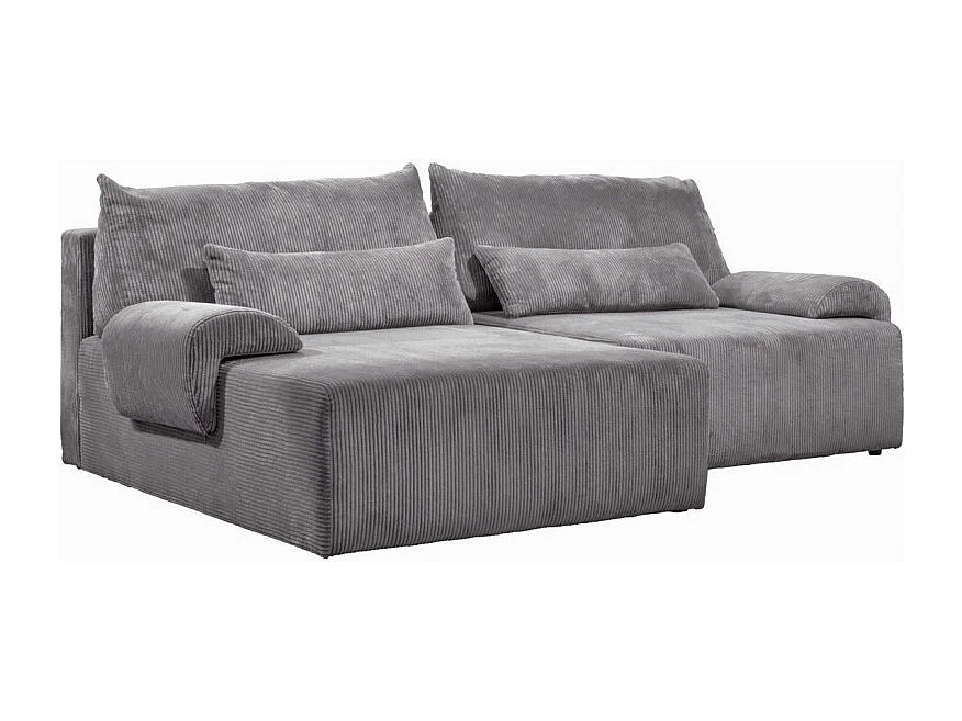 Canapé d'angle réversible et convertible velours côtelé gris - LESTER