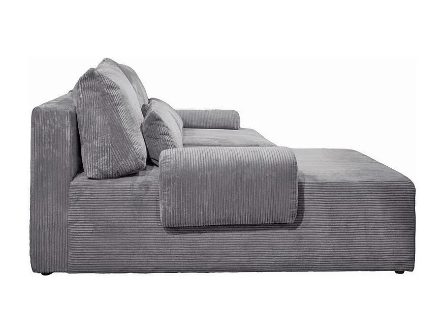 Canapé d'angle réversible et convertible velours côtelé gris - LESTER