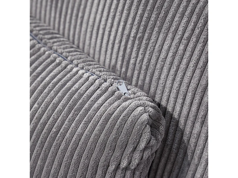 Canapé d'angle réversible et convertible velours côtelé gris - LESTER