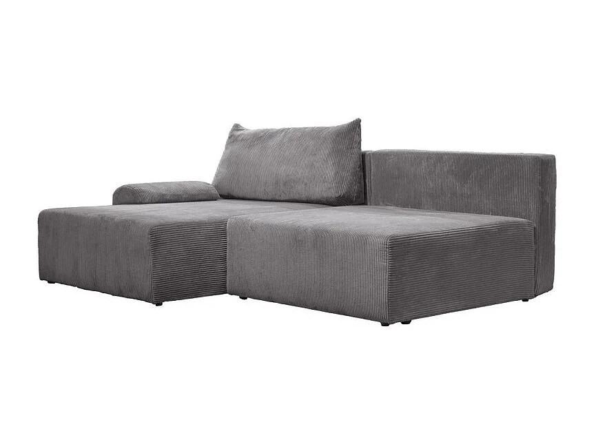 Canapé d'angle réversible et convertible velours côtelé gris - LESTER