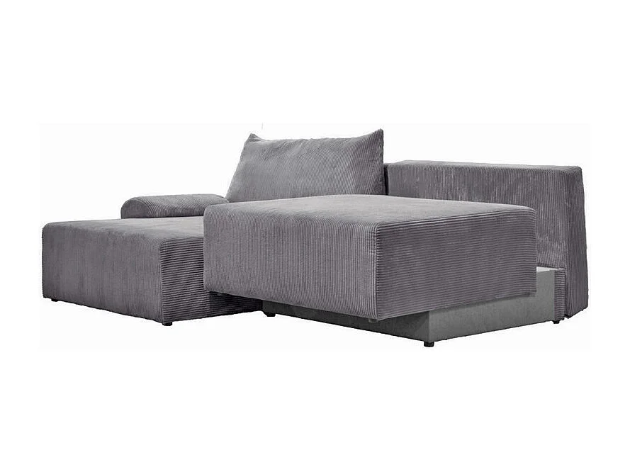 Canapé d'angle réversible et convertible velours côtelé gris - LESTER