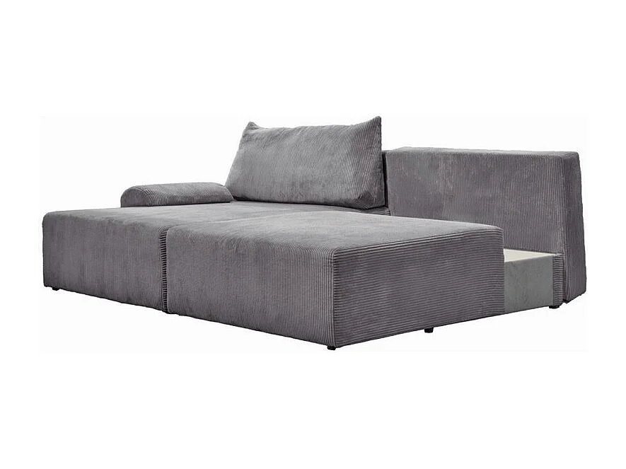 Canapé d'angle réversible et convertible velours côtelé gris - LESTER