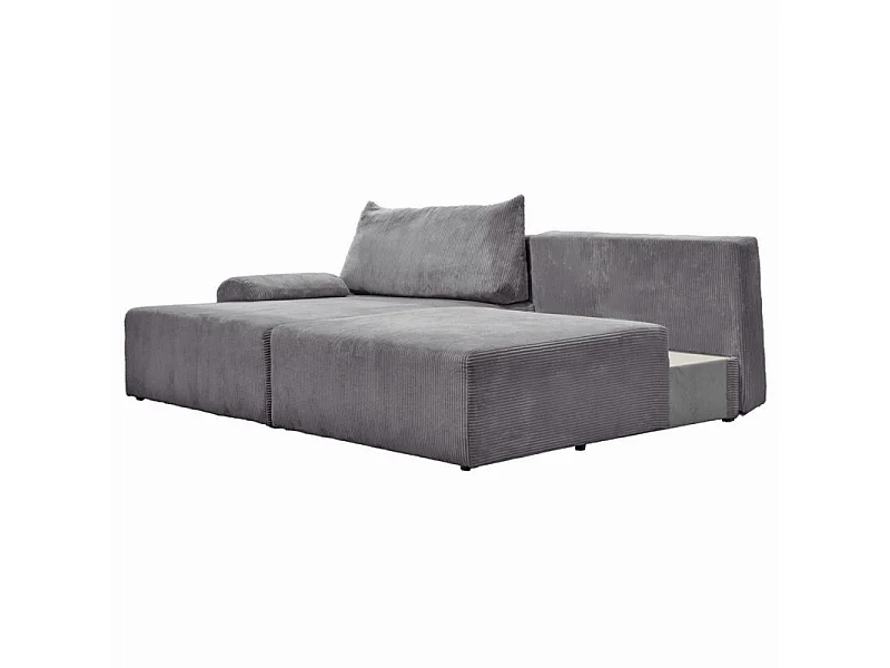 Canapé d'angle réversible et convertible velours côtelé gris - LESTER
